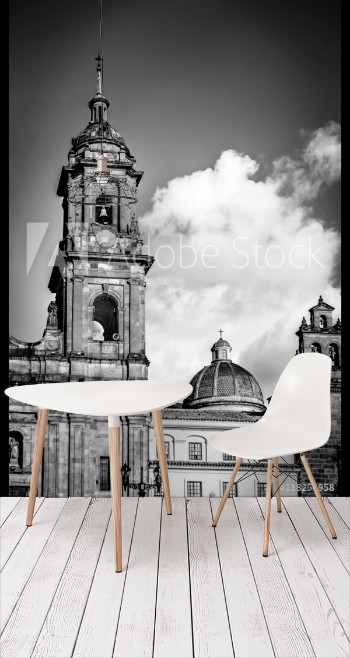 Picture of Black and white detail of Bogota Cathedral - Bogota Colombia